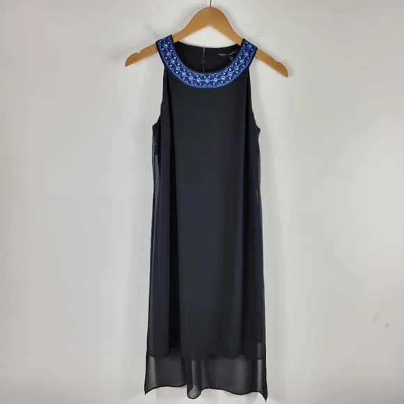 New White House Black Market Embroidered Studded Chiffon Overlay Shift Dress